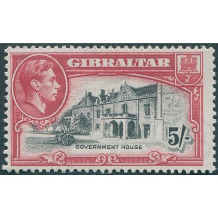Gibraltar 1944 5s black & carmine Perf 13 SG129b unused