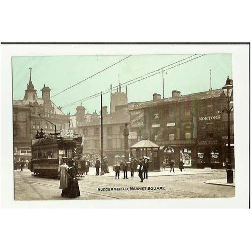 Yorkshire HUDDERSFIELD Market Square Street Postcard by Dainty Series