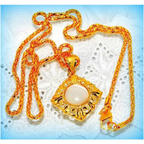 Sale PRICE Beautiful Opalite Gold Plated Charm Pendant Necklace Jewellery 707