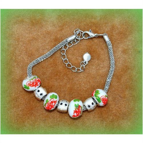 Summer Gift Smiles Charm Euro Bead Silver Tone Bracelet Bangle Jewellery 1714