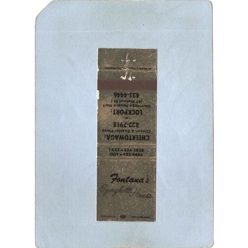 New York Cheektowaga Matchcover Fontana's Spaghetti House Clinton & Rossle~2360