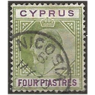 Cyprus 1904 SG66 4pi Olive-Green & Purple Fine Used . .. .