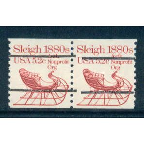1900a 5.2c Sleigh Fine MNH Dry Gum Gap Pair PreCnx W0104