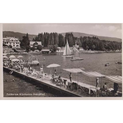 Worthersee Schlobbad Sunbathing Sailing Austria Austrian Real Photo Postcard