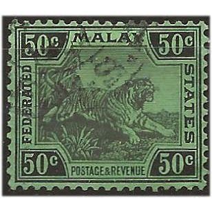 Federated Malay States 1931 SG75 50c Black/Green Fine Used ..