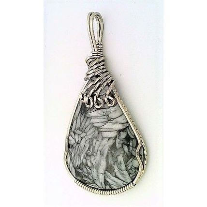 Pinolith Magnesite Titanium Copper Wire Wrap Gemstone Pendant 6