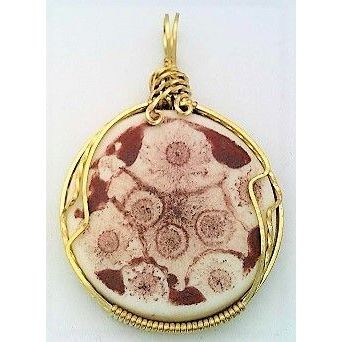 Iron Oxide Porcelain Brass Wire Wrap Pendant 4