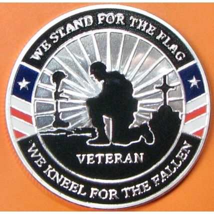 Military Veterans. Challenge Coin. 1.50" Silver Tone. 75b.
