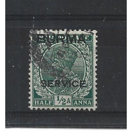 Burma.O2 1/2a Green.Fine Used.Jul25h