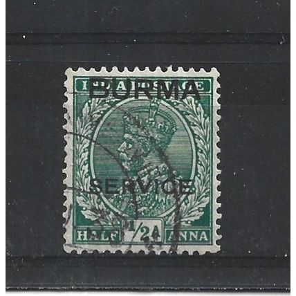 Burma.O2 1/2a Green.Fine Used.Jul25j