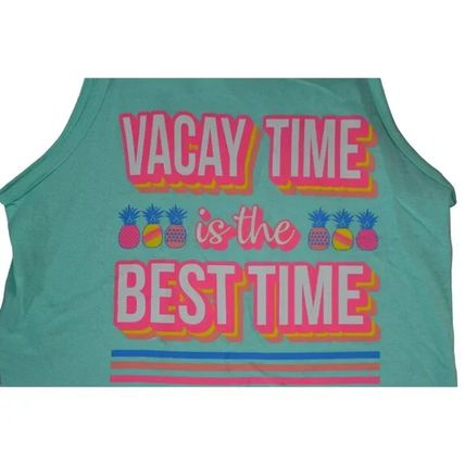 NWT Love & Pineapples "Vacay Time Is The Best Time" Mint Tank Top L