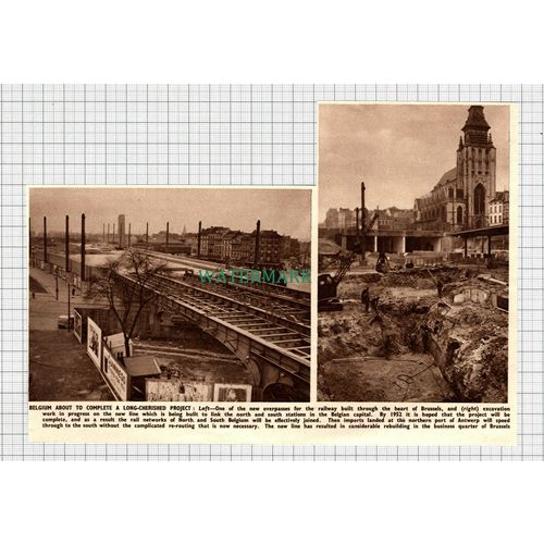 C2638) Brussels Railway Belgium Construction - 1950 Clip