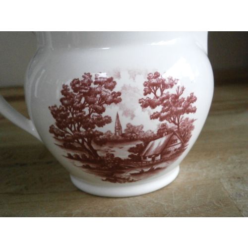 Sylvac Red And White Country Scene Milk Jug