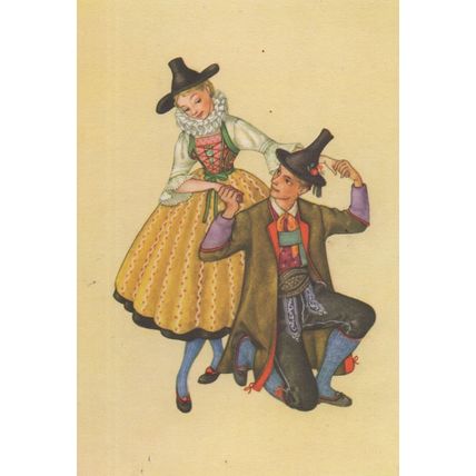 Eastern Tyrol Tirol Lienz Austrian Folklore Costume Dance Postcard