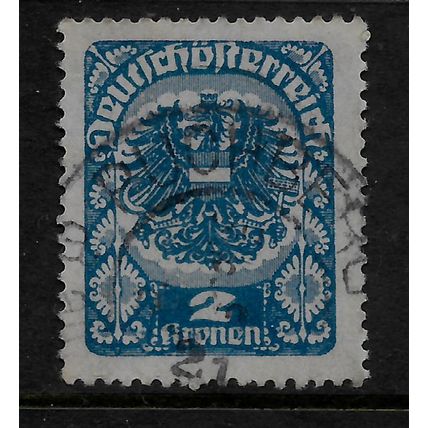 AUSTRIA 1920 REPUBLICAN ARMS 2K BLUE SG 405 FINE USED
