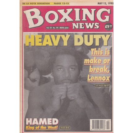 Boxing News 12 May 1995 - Lennox Lewis Cover, Naseem Hamed, Oscar De La Hoya