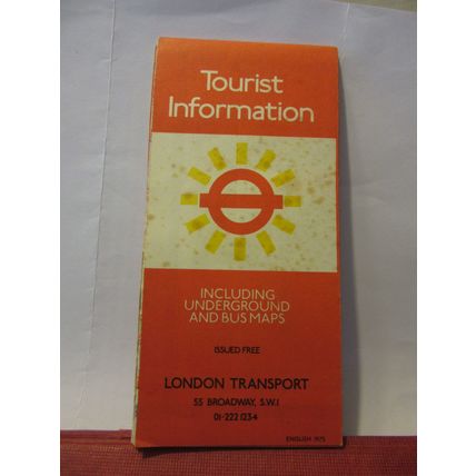 TOURIST INFORMATION, UNDERGROUND AND BUS 1975 by Transport of London sheet map #