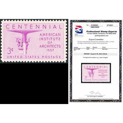 1089, Mint NH Superb 3¢ With Graded 98 PSE Certificate* Stuart Katz