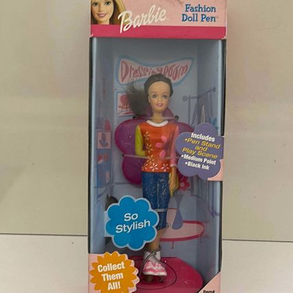 Vintage Barbie 2001 Fashion Doll Pen with Stand #6718 Rose Art so Stylish