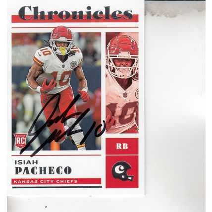 ISIAH PACHECO ROOKIE 2022 AUTOGRAPHED KANSAS CITY CHIEFS SUPER BOWL CHAMPION CRD