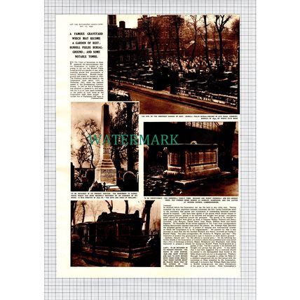 Bunhill Fields Burial Ground William Blake Susanna Wesley - 1949 Article
