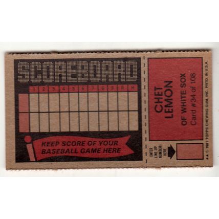 1981 Topps Scratch-Off Chet Lemon #34 baseball card –Scratchoff