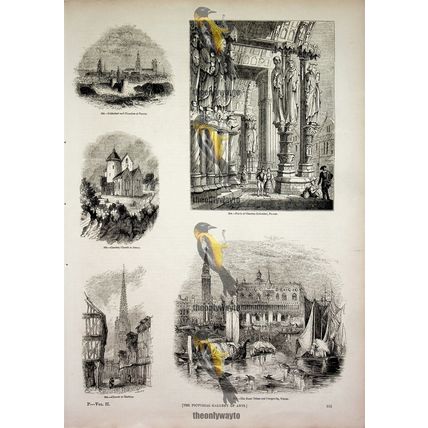 Architecture, Venice, Chartres, Jersey, Harfleur, Book Illustration (Print) 1850