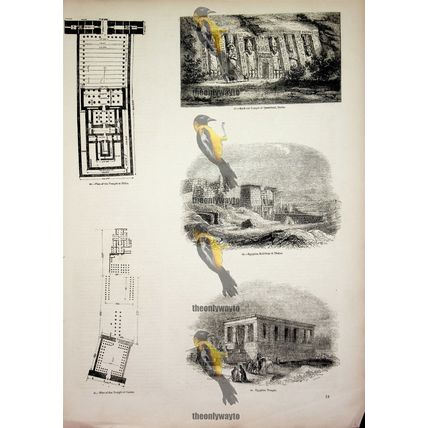 Architecture, Temples, Thebes & Ipsamboul, Egypt, Book Illustration (Print) 1850