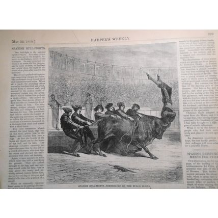 Spanish Bull-Fights: The Man on Stilts + Somersault on Horns - HW original print