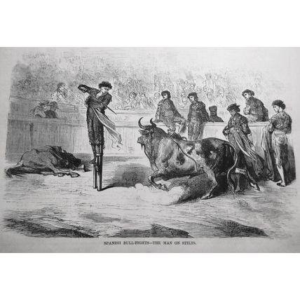 Spanish Bull-Fights: The Man on Stilts + Somersault on Horns - HW original print