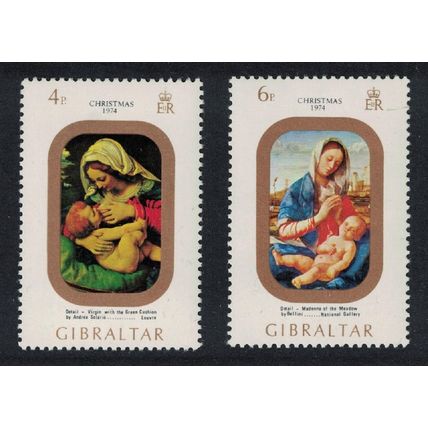 Gibraltar Christmas 'Madonna' by Solario 2v 1974 MNH SG#335-336