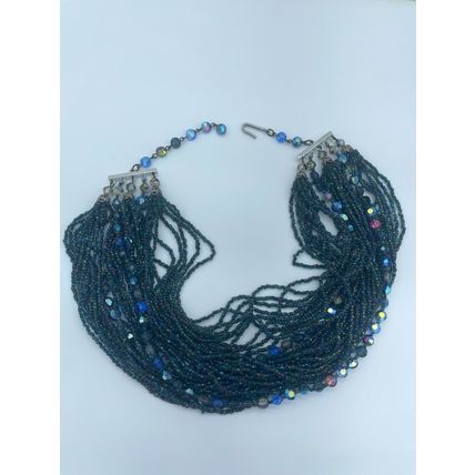 Blue Beaded Necklace-Elegant VTG Hook