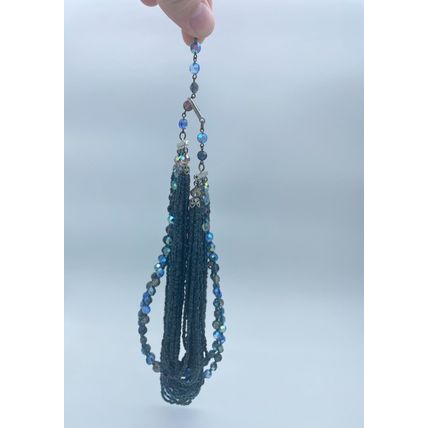 Blue Beaded Necklace-Elegant VTG Hook