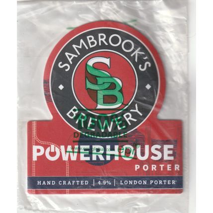 UNUSED SEALED CURVED PUMP CLIP FRONT - SAMBROOKS BREWERY - POWERHOUSE PORTER