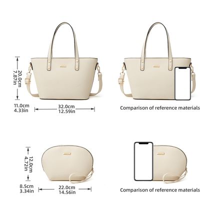 Women Tote Bag Handbags PU Leather Fashion Hobo Shoulder Bags White