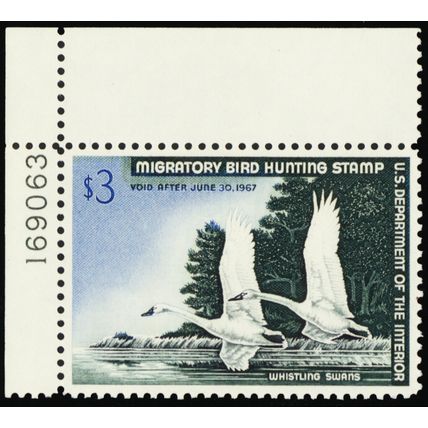 RW33, Mint XF/Superb NH $3 Duck PL# Stamp - PSE Graded 95 * Stuart Katz