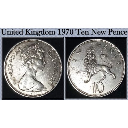 United Kingdom 1970 QE II Ten New Pence - Circulated