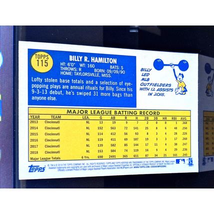 BILLY HAMILTON 2019 TOPPS HERITAGE BASEBALL CARD #115