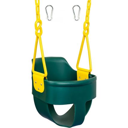 Premium High Back Full Bucket Toddler Swing Seat with Finger Grip, Plastic Coate