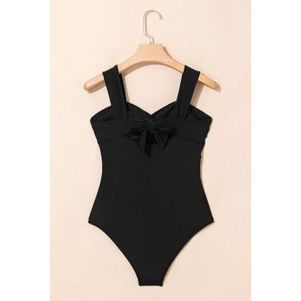 Black Cut out Twist Bowknot Backless One Piece Swimsuit