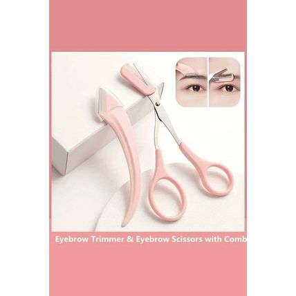 Light Pink 2pcs Eyebrow Trimming Tool Set