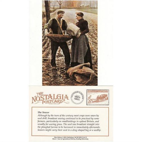 Postcard Farmer Sower Sowing Seed Seedlip Bag c1900 - Nostalgia