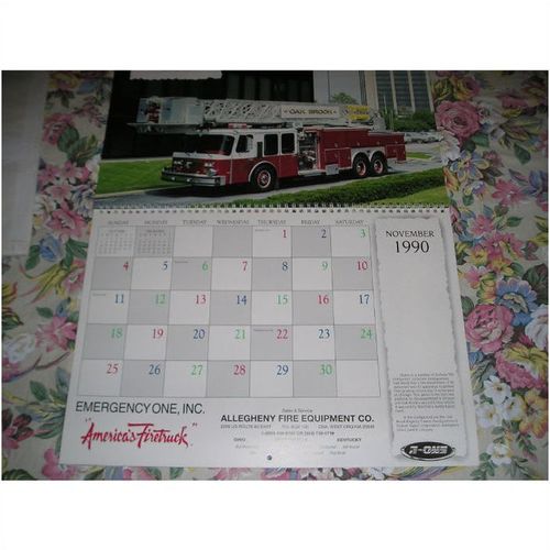 1990 Calendar.Fire.Trucks. E-One. Allegheney. Apparatus. Ona. W. Virginia zorfd2