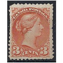 Canada 1876 SG83 3c Orange-Red Mint No Gum (nick) .. .