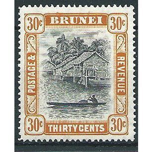 Brunei 1947 SG88 30c Black & Orange Mounted Mint ... .