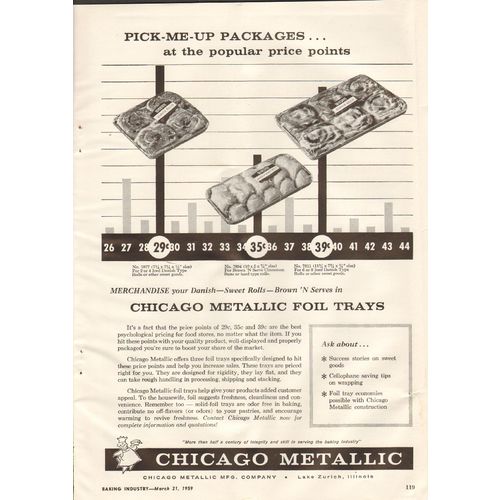 chicago metallic mfg company 1959 foil trays packages baker vintage ad