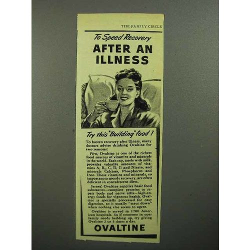 1946 Ovaltine Drink Ad - Speed Recovery After Illness
