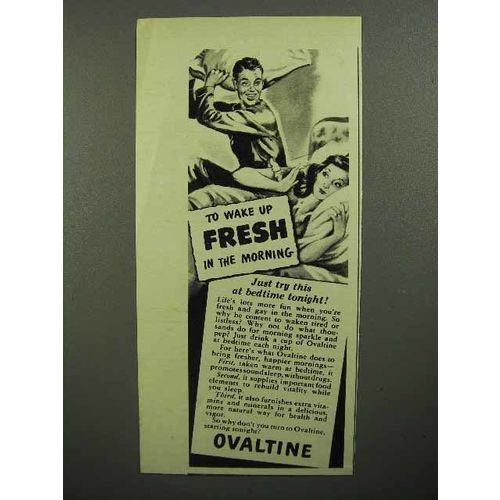 1946 Ovaltine Drink Ad - Wake Up Fresh in the Morning