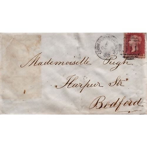 GB, 1856 1d red (stars) on cover, mailed to Bedford from Mkt Harborough in 1861.