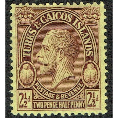 Turks & Caicos 1928 2 ½d Purple on Yellow SG180 MM
